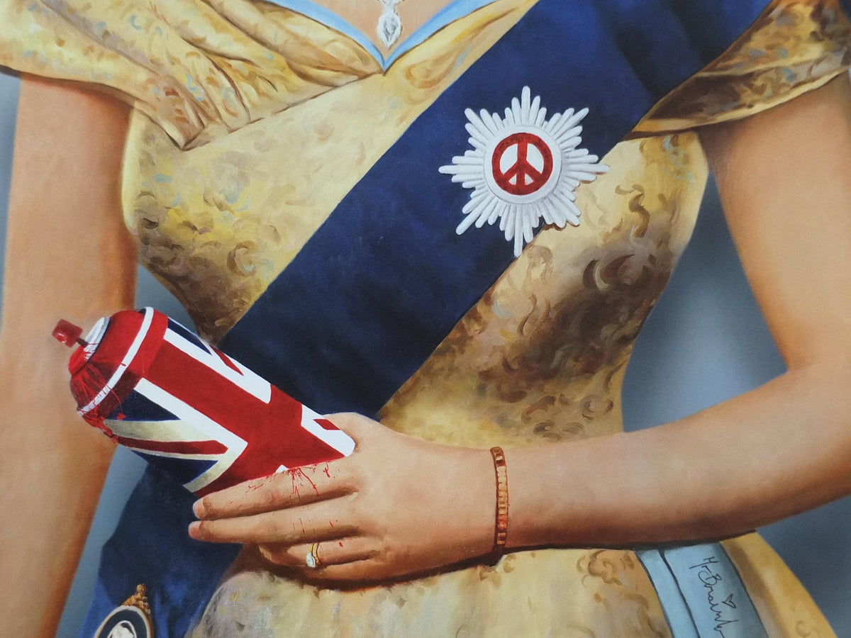 2012 Mr Brainwash Poster, Queen Elizabeth II with union flag spray can, Life is Beautiful, Pop Art exhibition, wall art decor