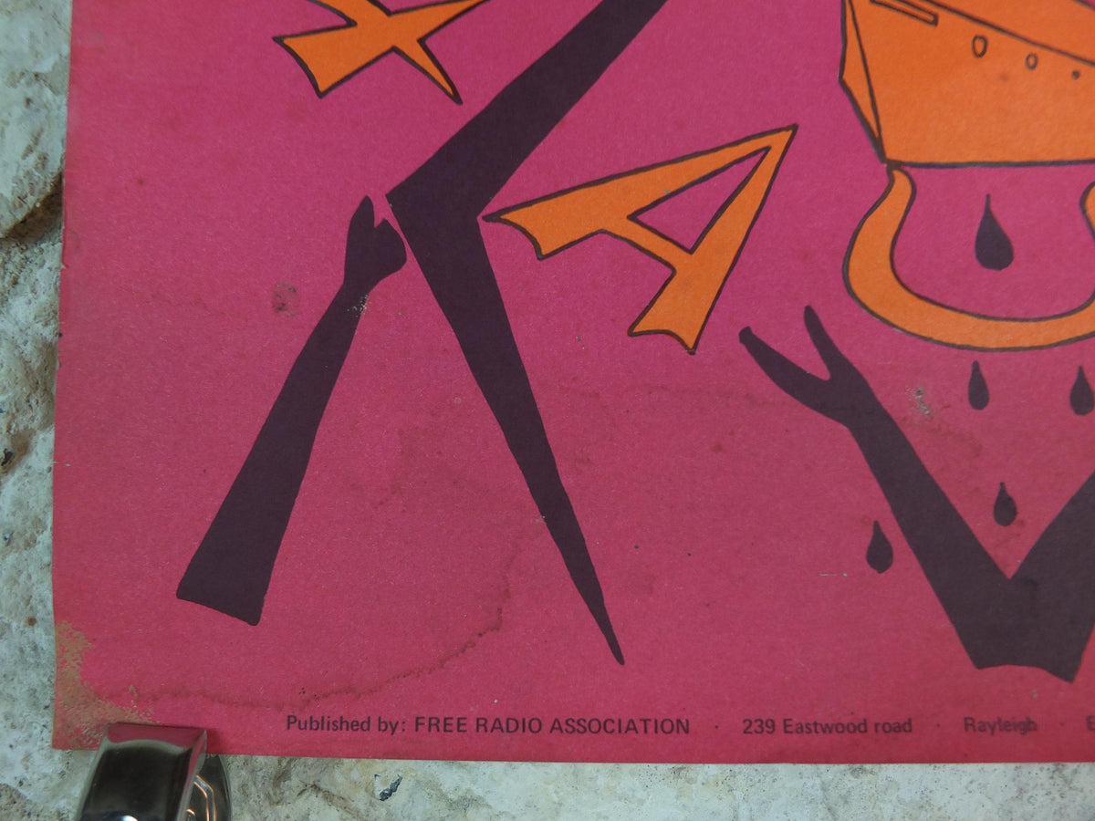 1967 Radio London Poster, Offshore pirate radio station, 14 August 1967, Free Radio Association, Big L, rock and pop music wall art decor