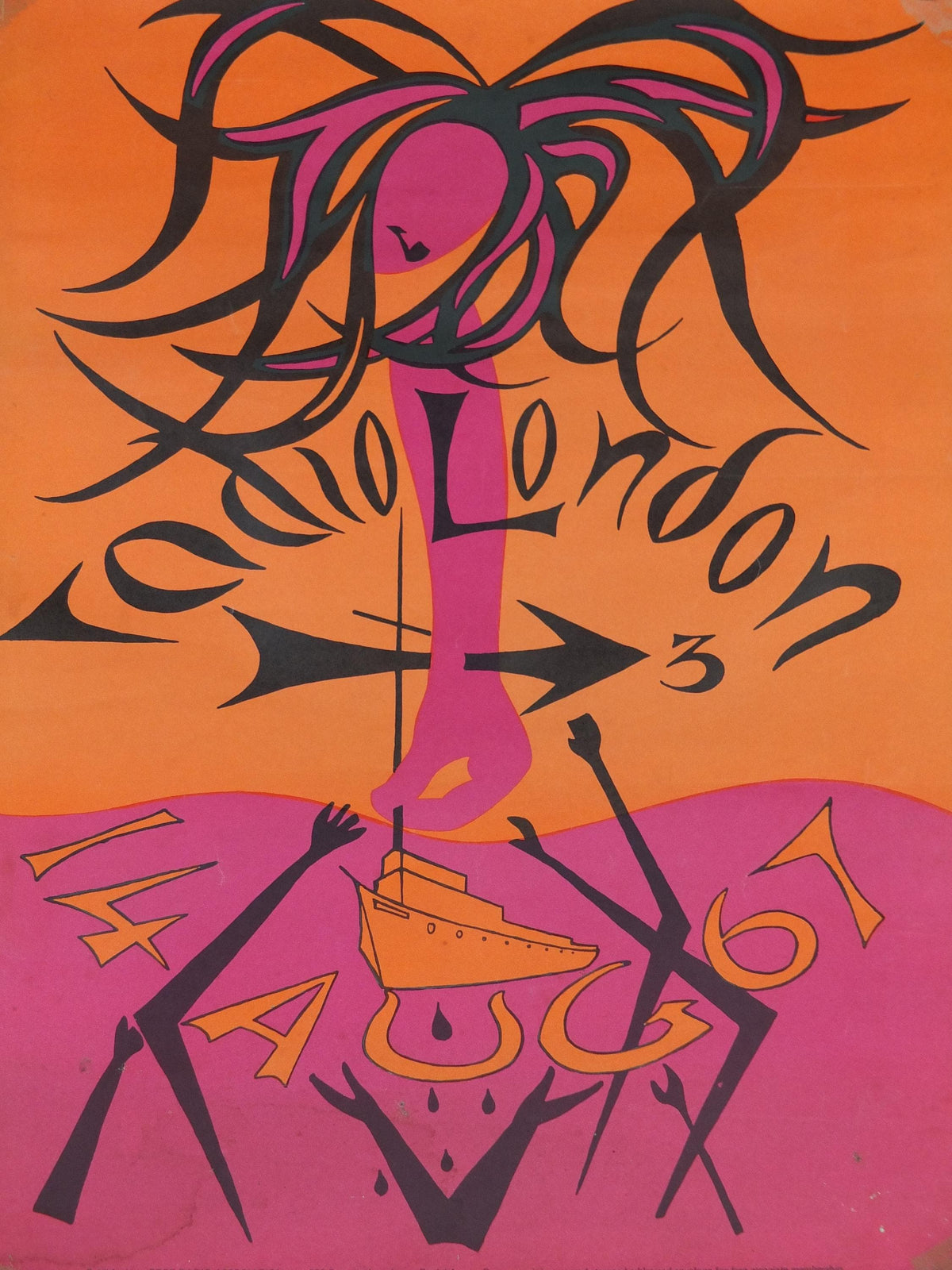 1967 Radio London Poster, Offshore pirate radio station, 14 August 1967, Free Radio Association, Big L, rock and pop music wall art decor