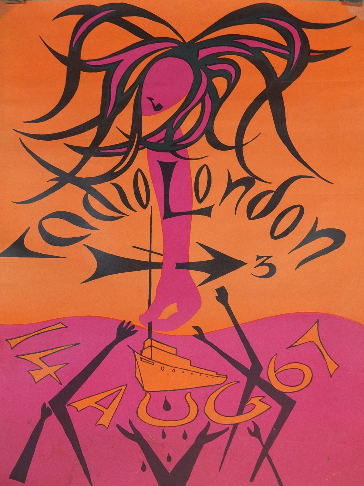 1967 Radio London Poster, Offshore pirate radio station, 14 August 1967, Free Radio Association, Big L, rock and pop music wall art decor