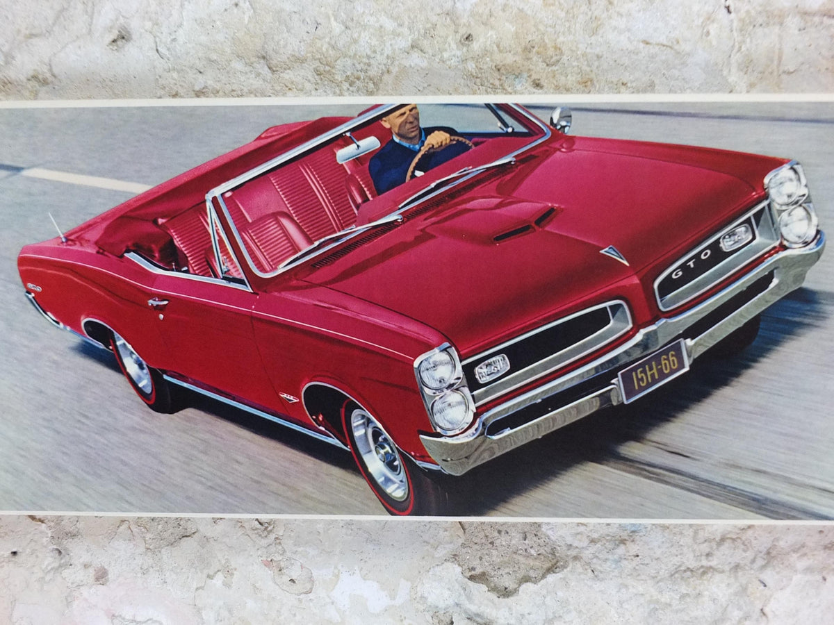 1966 Pontiac GTO Poster, the original American Muscle Car, 2+2 OHC-6, General Motors, GM, automobile and car wall art decor