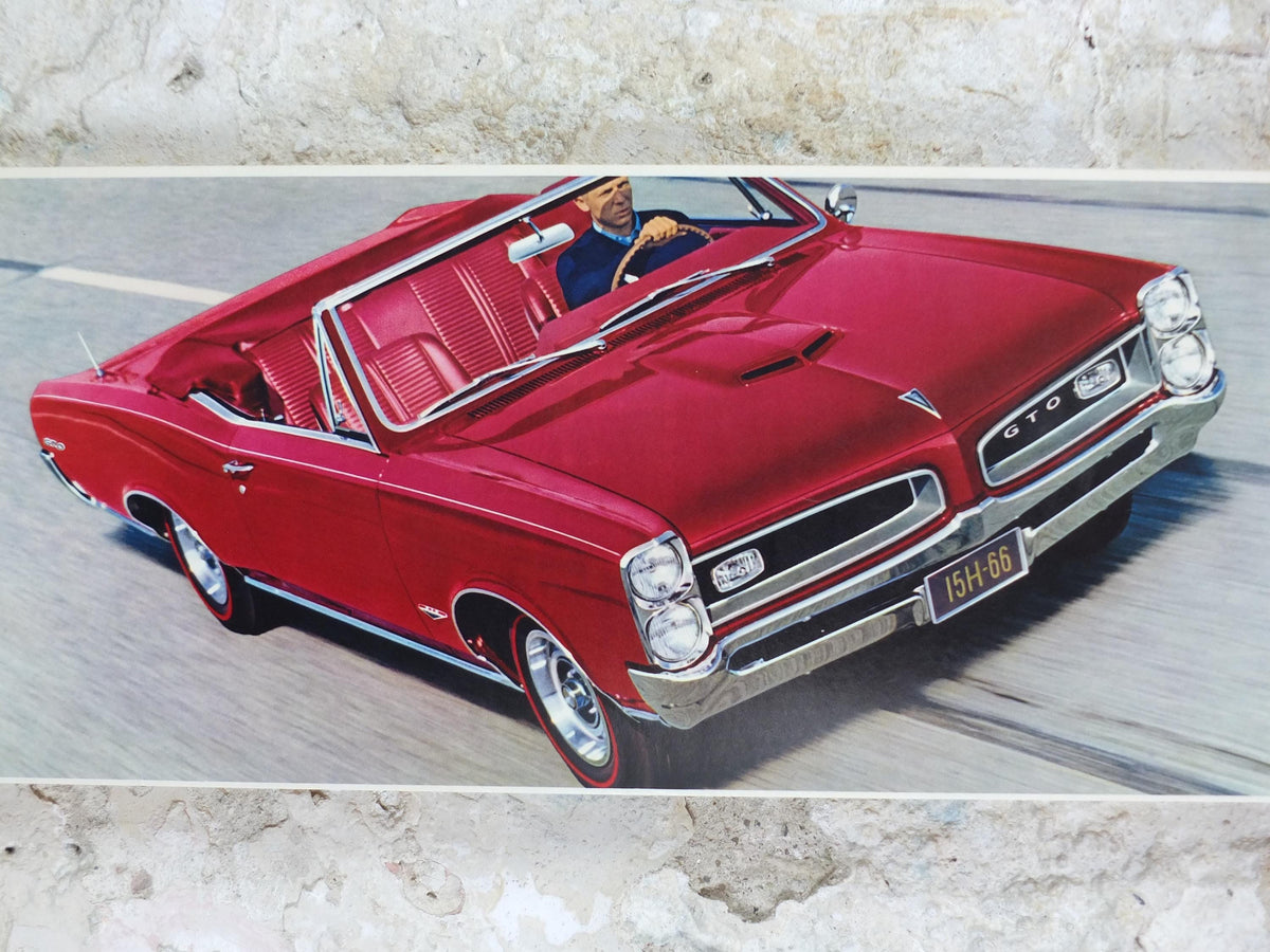 1966 Pontiac GTO Poster, the original American Muscle Car, 2+2 OHC-6, General Motors, GM, automobile and car wall art decor