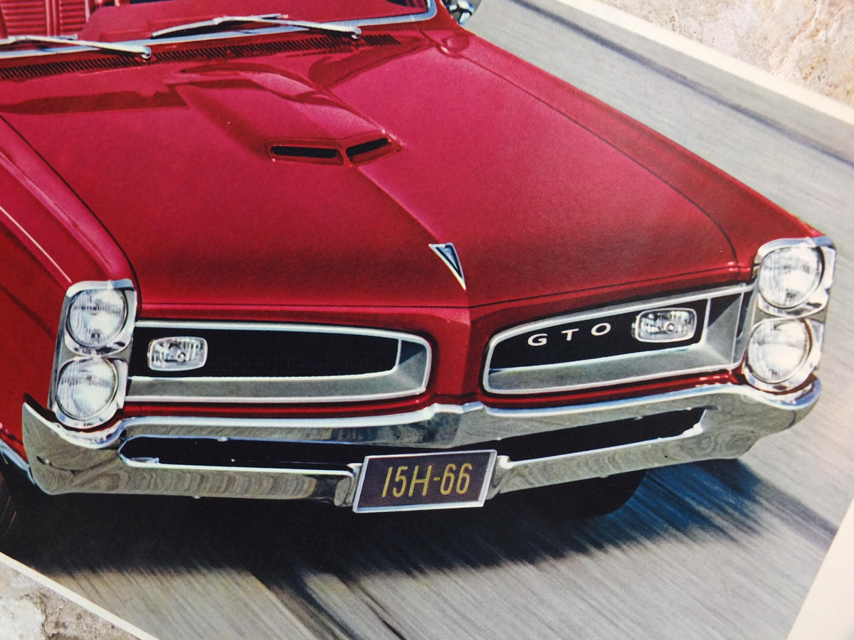 1966 Pontiac GTO Poster, the original American Muscle Car, 2+2 OHC-6, General Motors, GM, automobile and car wall art decor