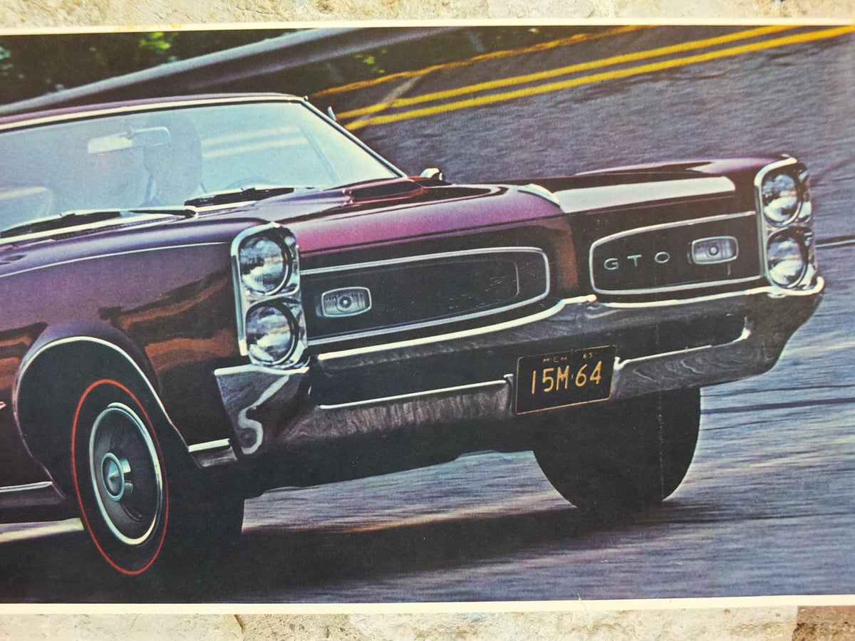 1966 Pontiac GTO Poster, the original American Muscle Car, 2+2 OHC-6, General Motors, GM, automobile and car wall art decor