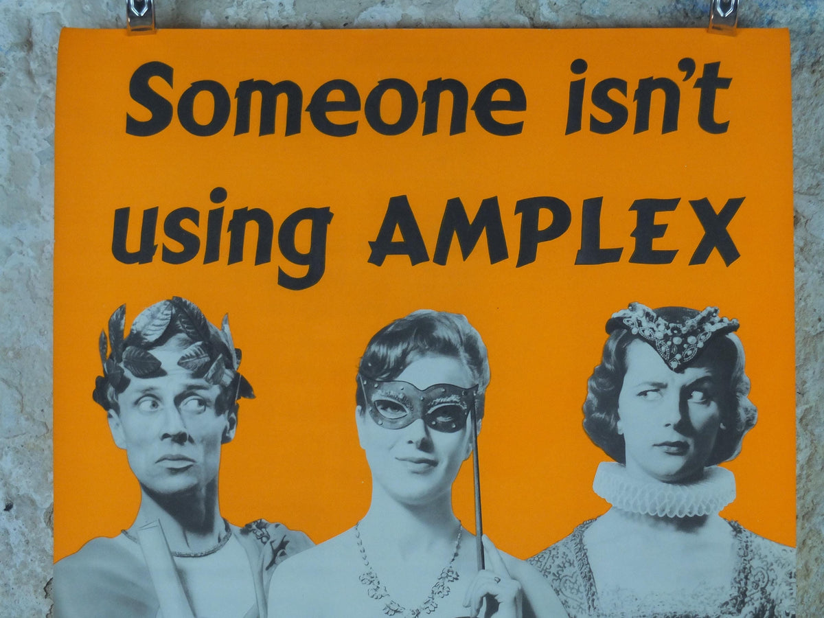 London Underground Tube Poster, Masquerade, Someone isn't using Amplex, deodorant advertising, wall art retro 1970s decor