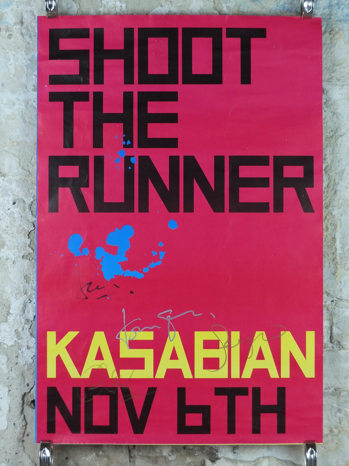 2006 signed Kasabian Poster, Shoot the Runner, signed by Tom, Sergio, Ian and Chris, alternative British Rock, Britpop, music wall art decor
