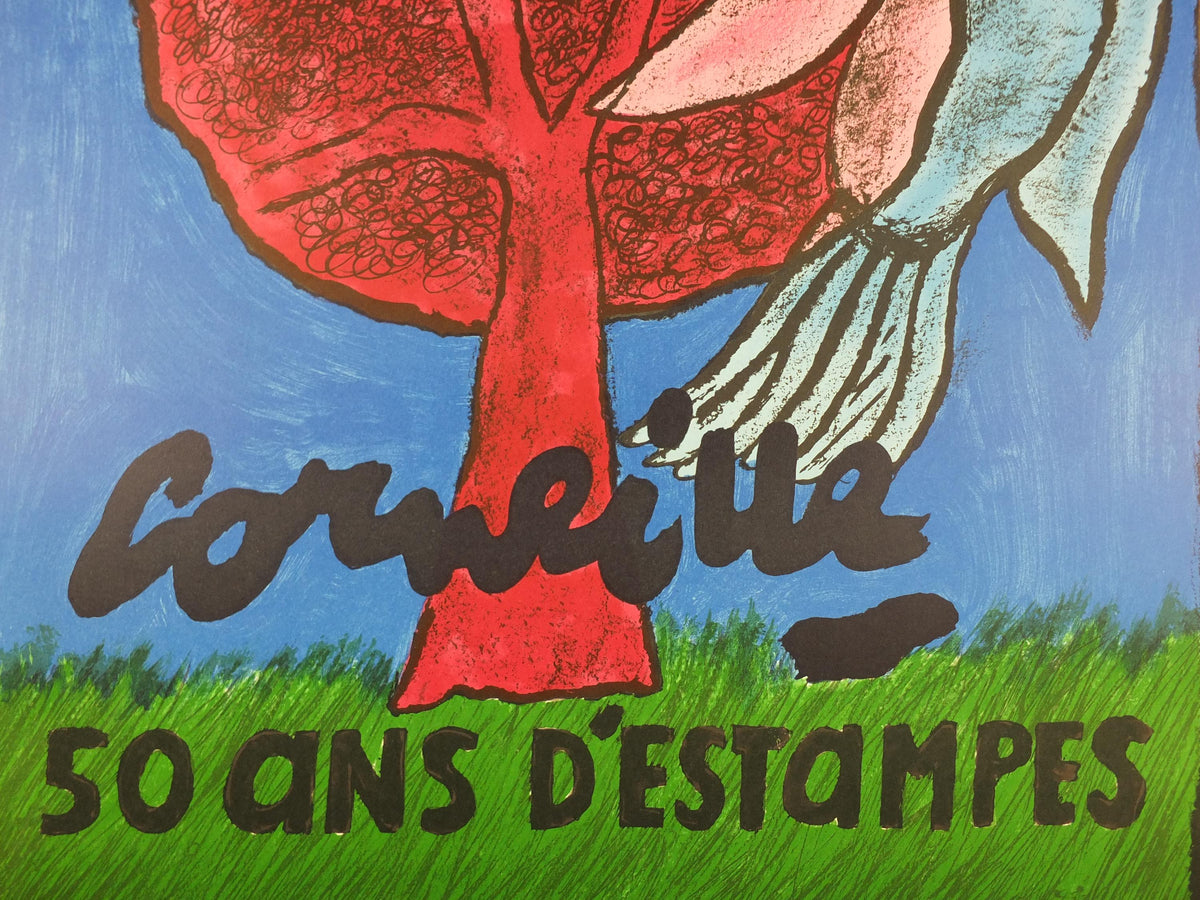 2001 Corneille Poster, The Woman and the Bird, Cobra Group, Reflex Movement, Guillaume Beverloo, artist gallery exhibition, wall art decor