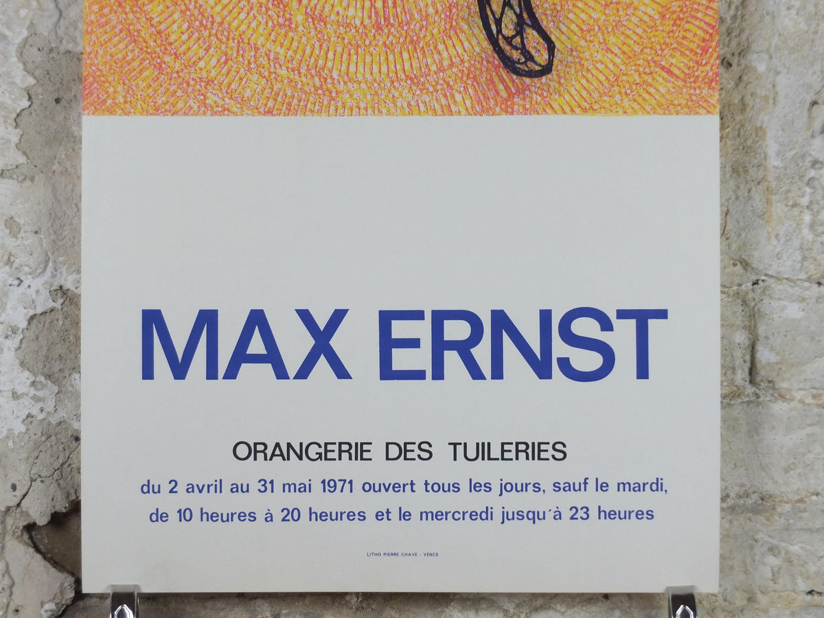 1971 Max Ernst Poster, Pour l'Orangerie 1971, For the Orangerie, Tuileries dada expressionism, artist gallery exhibition wall art decor