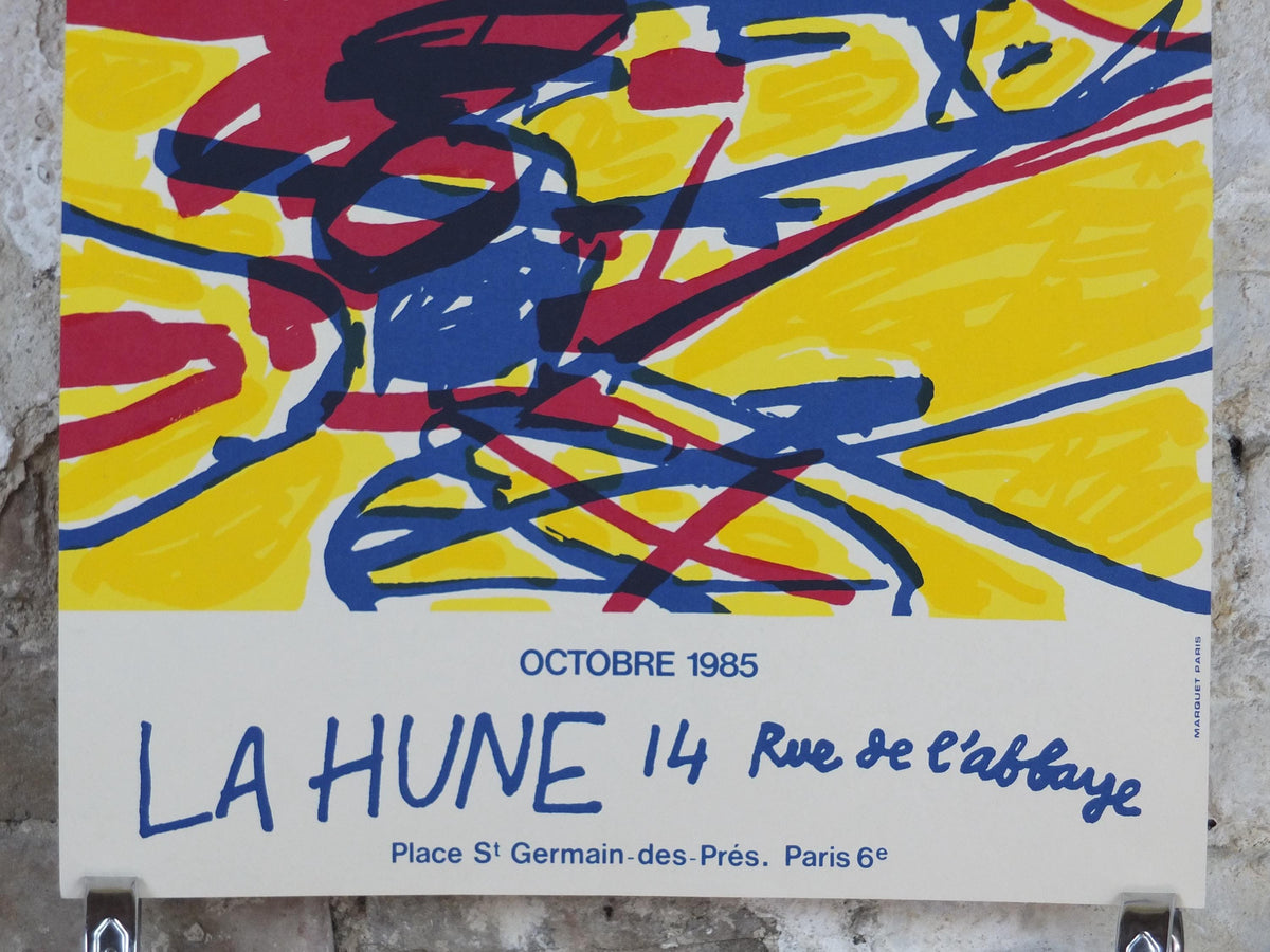 1985 Jean Dubuffet Poster, Oriflammes, Art Brut, raw art, La Hune, Paris, artist gallery exhibition wall art decor
