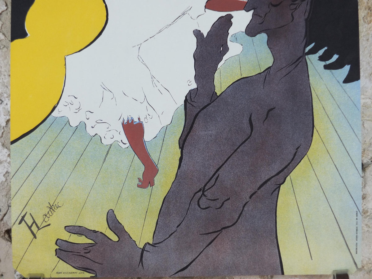 1964 Moulin Rouge Poster, Henri Toulouse-Lautrec, La Goulue, Can-can dancing, Albi Paris centenary, art nouveau, wall art decor