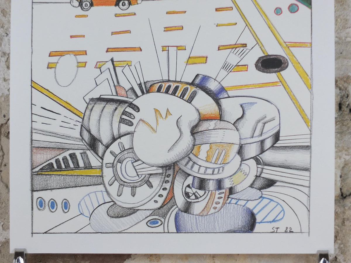 1982 Union Square Poster, New York Coffee House, Saul Steinberg, American conceptual artist, Galerie Adrien Maeght exhibition wall art decor