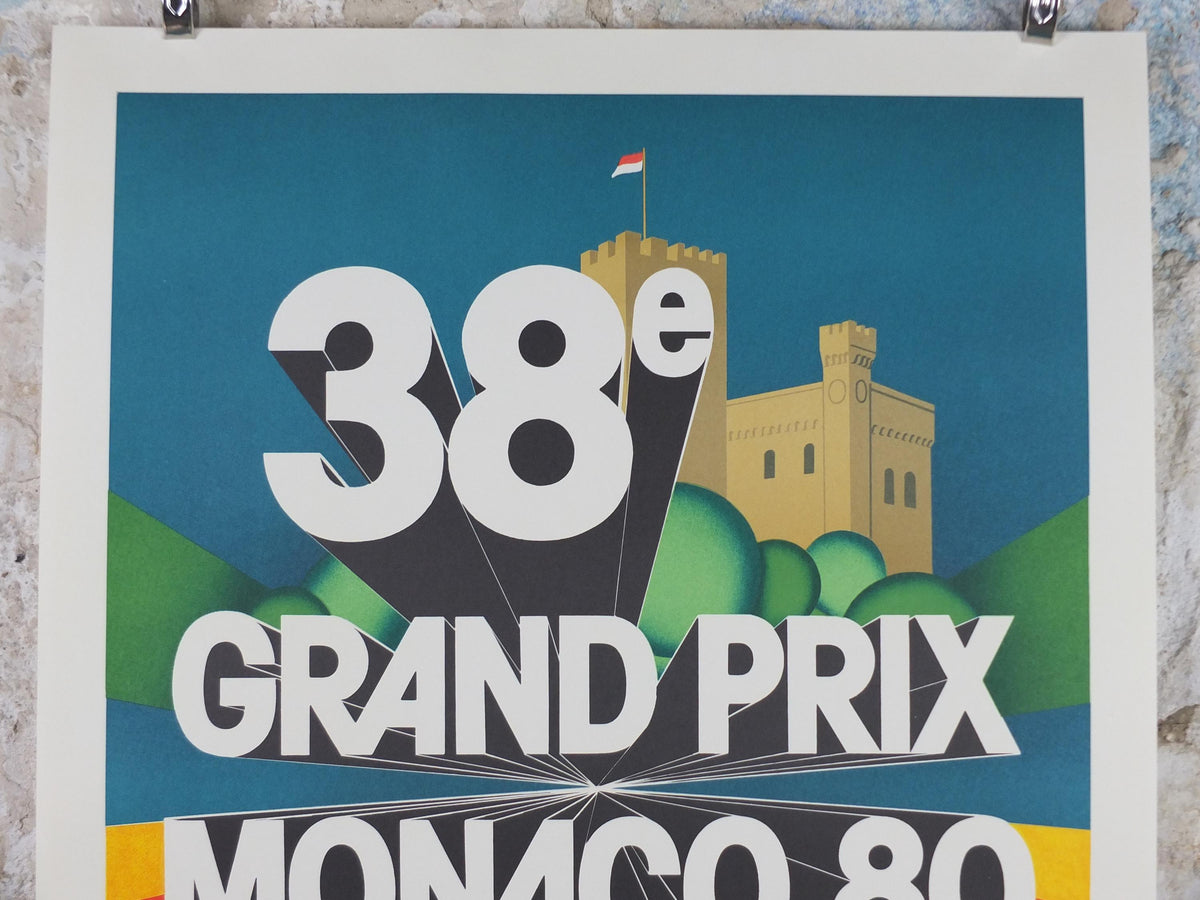 1980 Monaco Grand Prix Poster, by Jacques Grognet, 1989 re-edition from Automobile Club de Monaco, motor sport motorsport, wall art decor