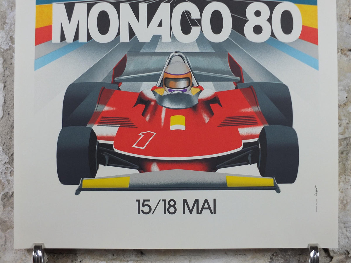 1980 Monaco Grand Prix Poster, by Jacques Grognet, 1989 re-edition from Automobile Club de Monaco, motor sport motorsport, wall art decor