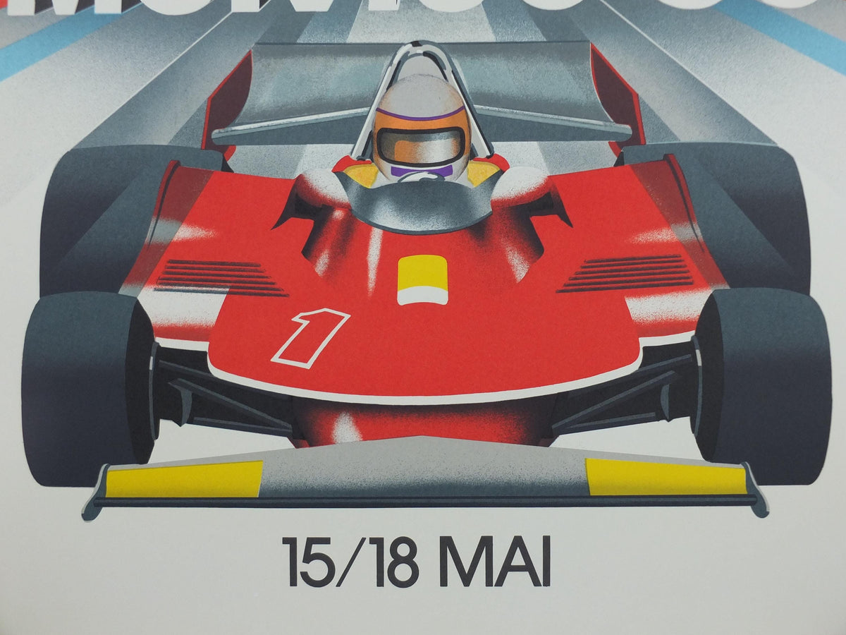 1980 Monaco Grand Prix Poster, by Jacques Grognet, 1989 re-edition from Automobile Club de Monaco, motor sport motorsport, wall art decor