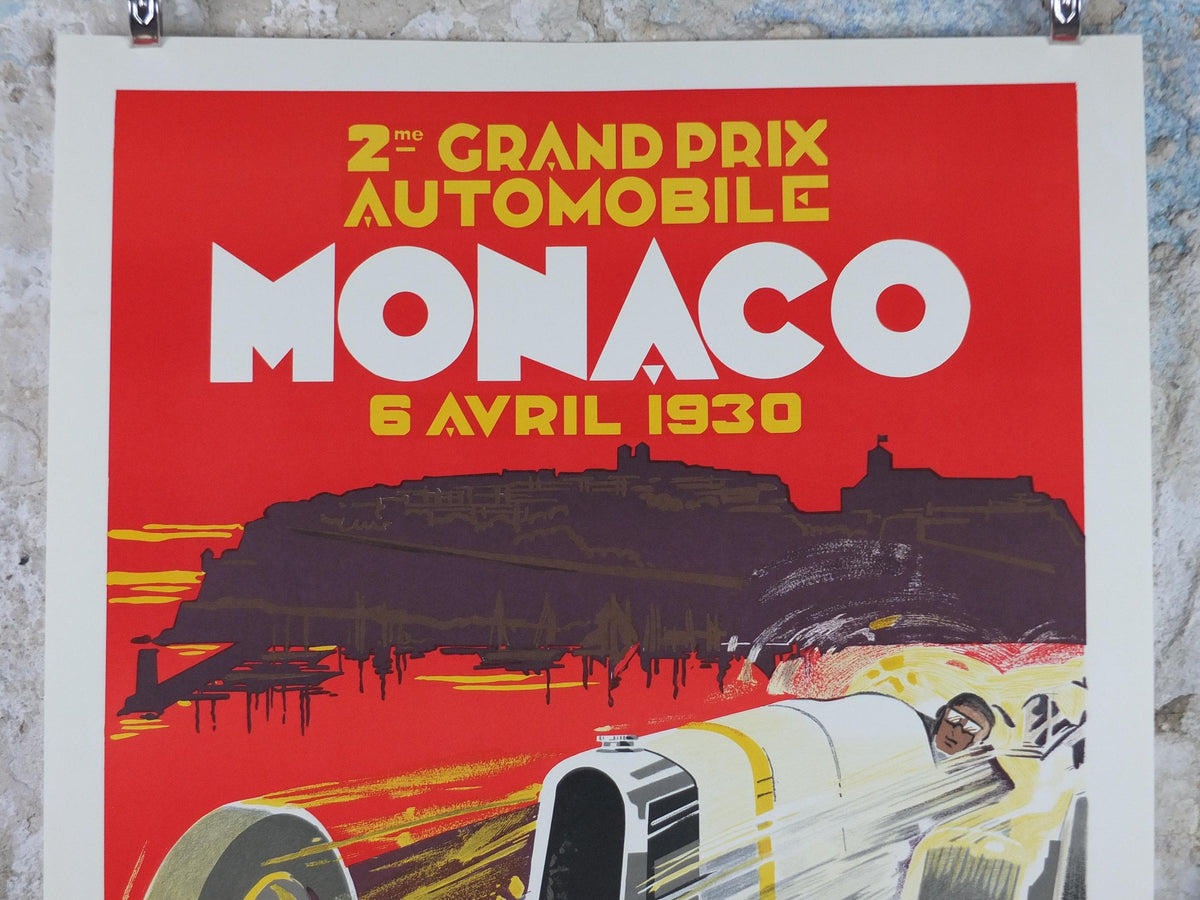 1930 Monaco Grand Prix Poster, by Robert Falcucci, 1985 re-edition from Automobile Club de Monaco, motor sport motorsport, wall art decor