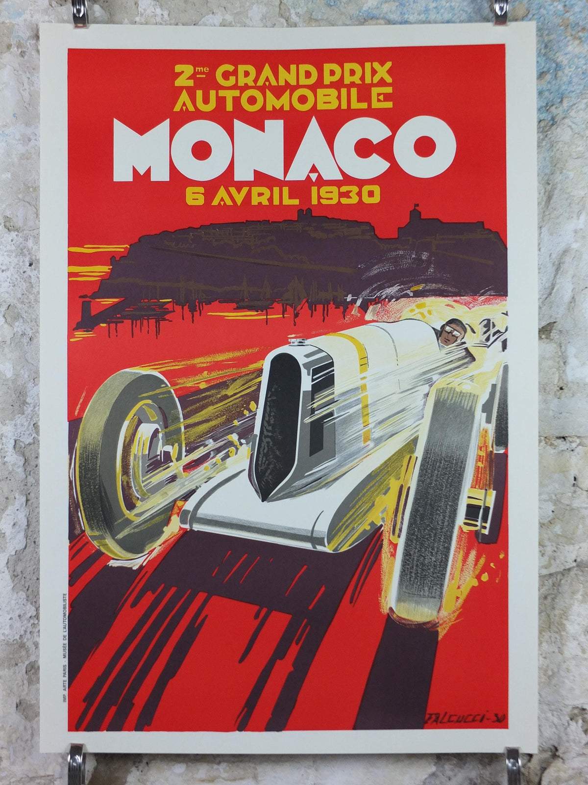 1930 Monaco Grand Prix Poster, by Robert Falcucci, 1985 re-edition from Automobile Club de Monaco, motor sport motorsport, wall art decor