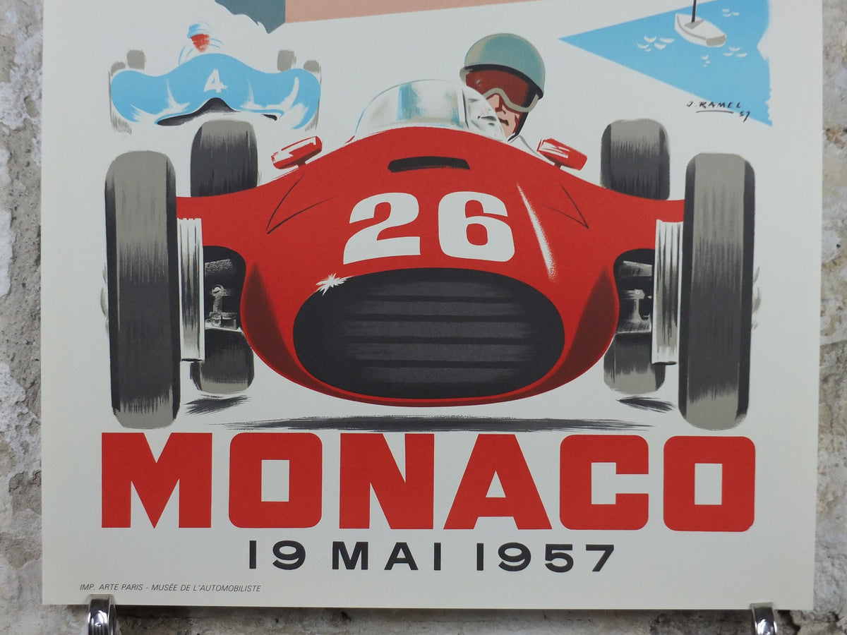 1957 Monaco Grand Prix Poster, by Jacques Ramel, 1985 re-edition from Automobile Club de Monaco, motor sport motorsport, wall art decor