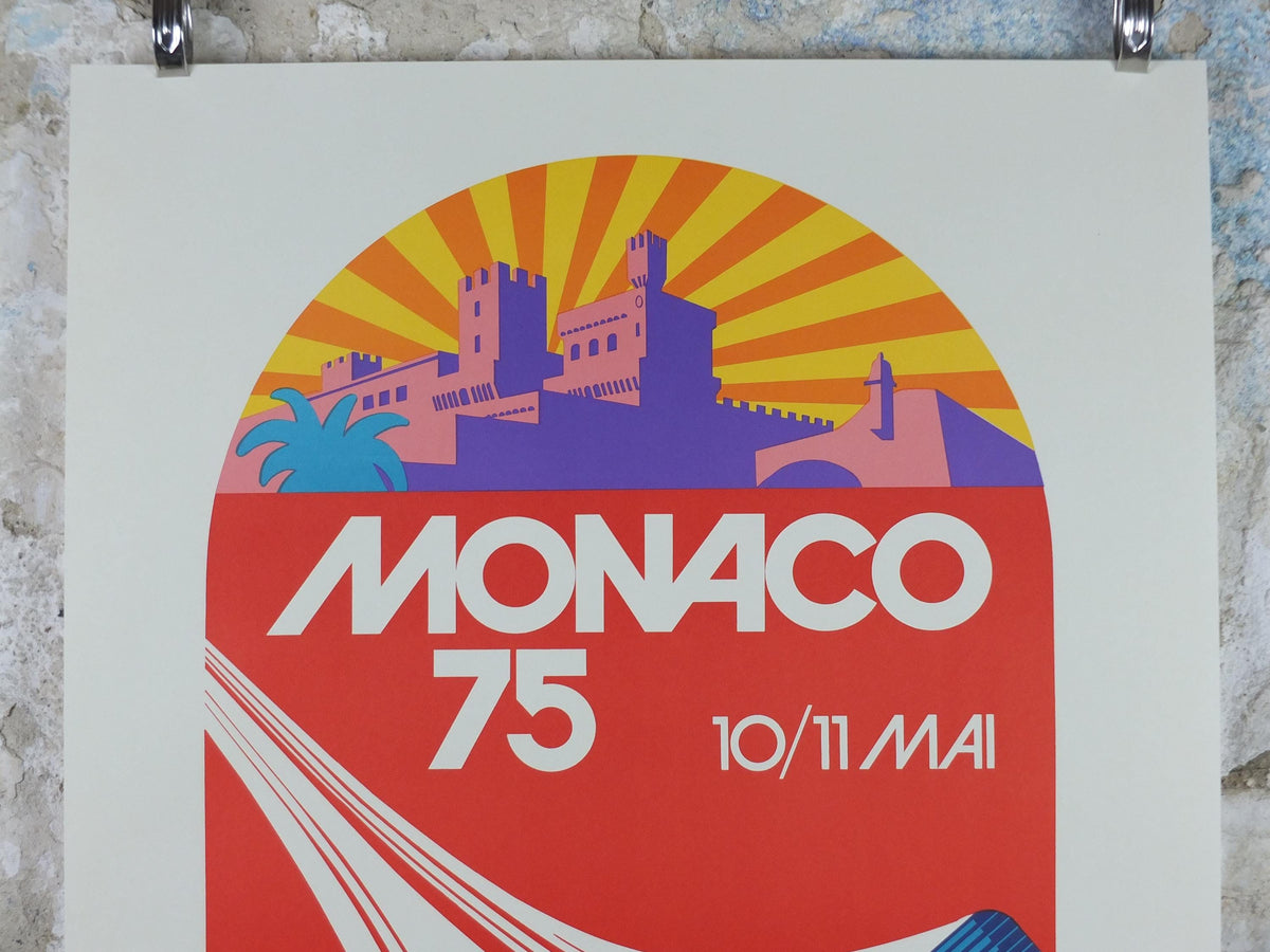 1975 Monaco Grand Prix Poster, by Michael Turner, 1991 re-edition from Automobile Club de Monaco, motor sport motorsport, wall art decor