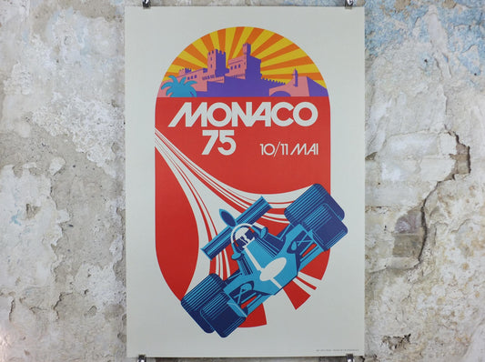 1975 Monaco Grand Prix Poster, by Michael Turner, 1991 re-edition from Automobile Club de Monaco, motor sport motorsport, wall art decor
