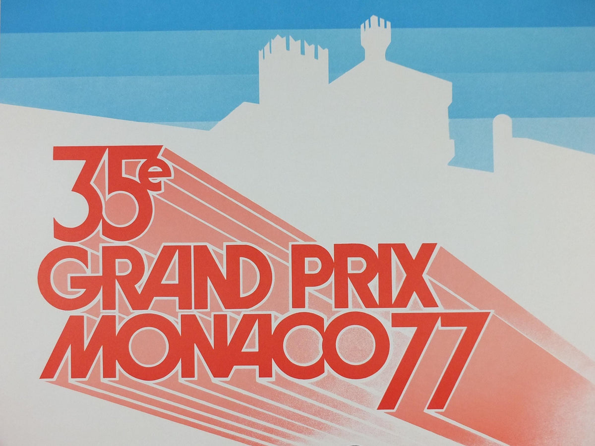 1977 Monaco Grand Prix Poster, by Roland Hugon, 1990 re-edition from Automobile Club de Monaco, motor sport motorsport, wall art decor