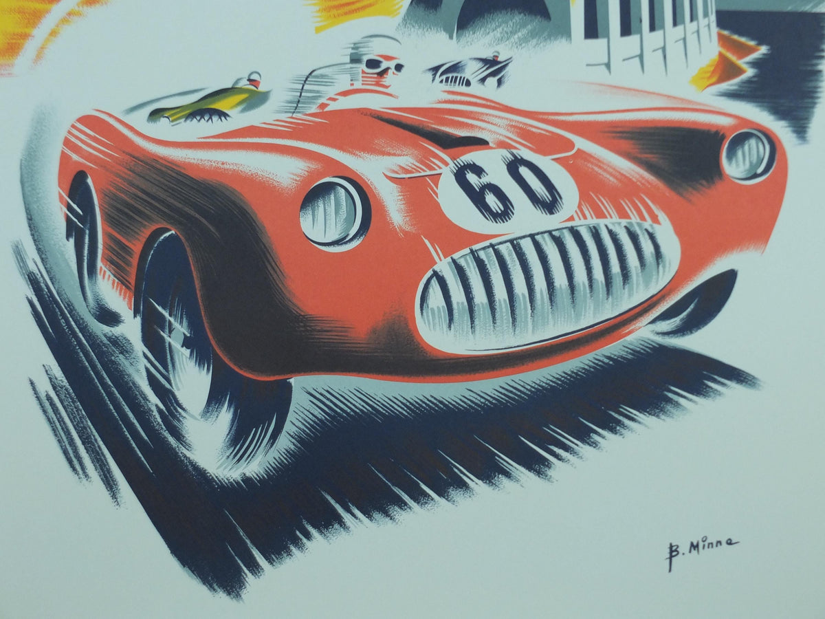 1952 Monaco Grand Prix Poster, by B Minne, re-edition from 1991 from Automobile Club de Monaco, motor sport motorsport, wall art decor