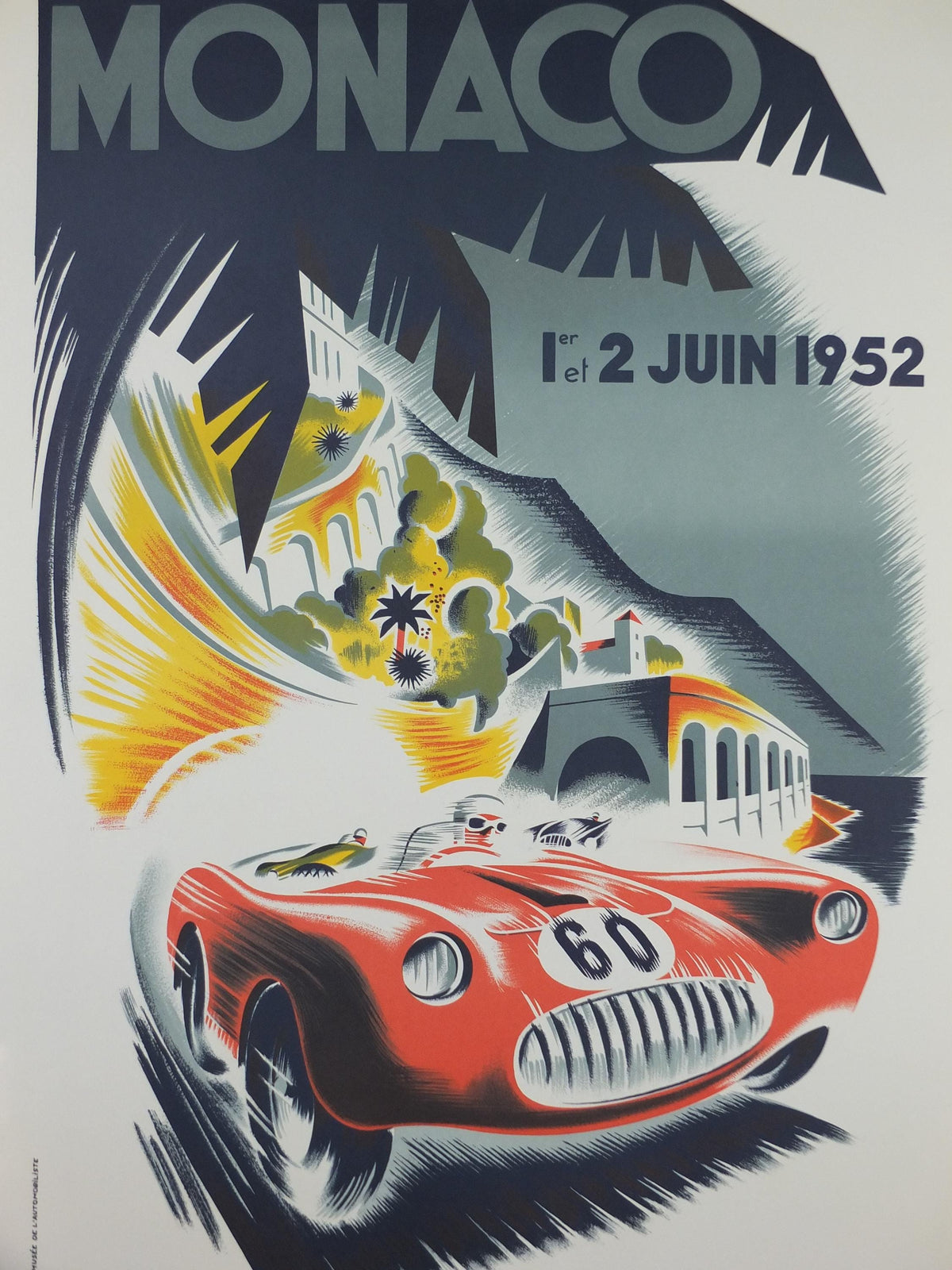 1952 Monaco Grand Prix Poster, by B Minne, re-edition from 1991 from Automobile Club de Monaco, motor sport motorsport, wall art decor