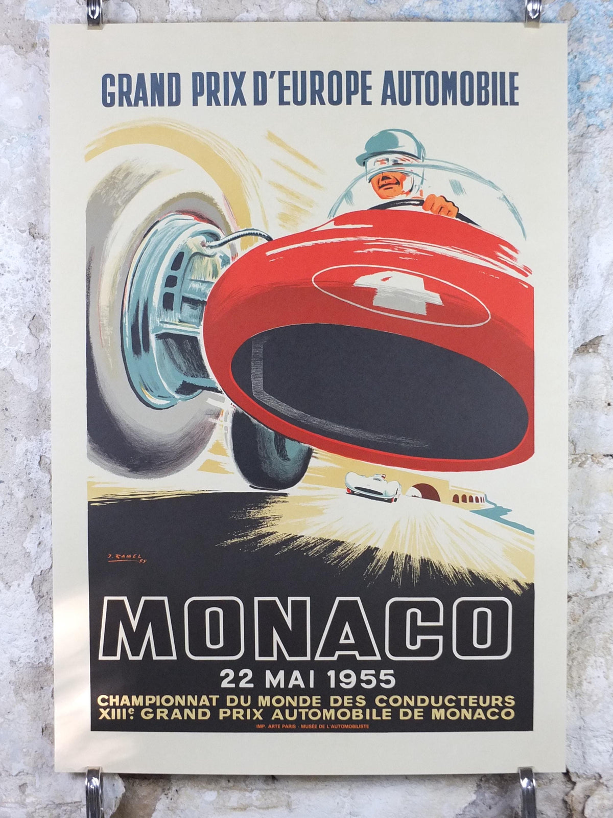 1955 Monaco Grand Prix Poster, by Jacques Ramel, re-edition from 1985 from Automobile Club de Monaco, motor sport motorsport, wall art decor