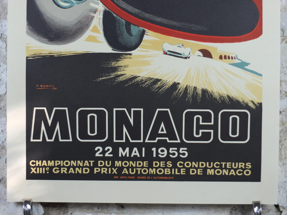 1955 Monaco Grand Prix Poster, by Jacques Ramel, re-edition from 1985 from Automobile Club de Monaco, motor sport motorsport, wall art decor