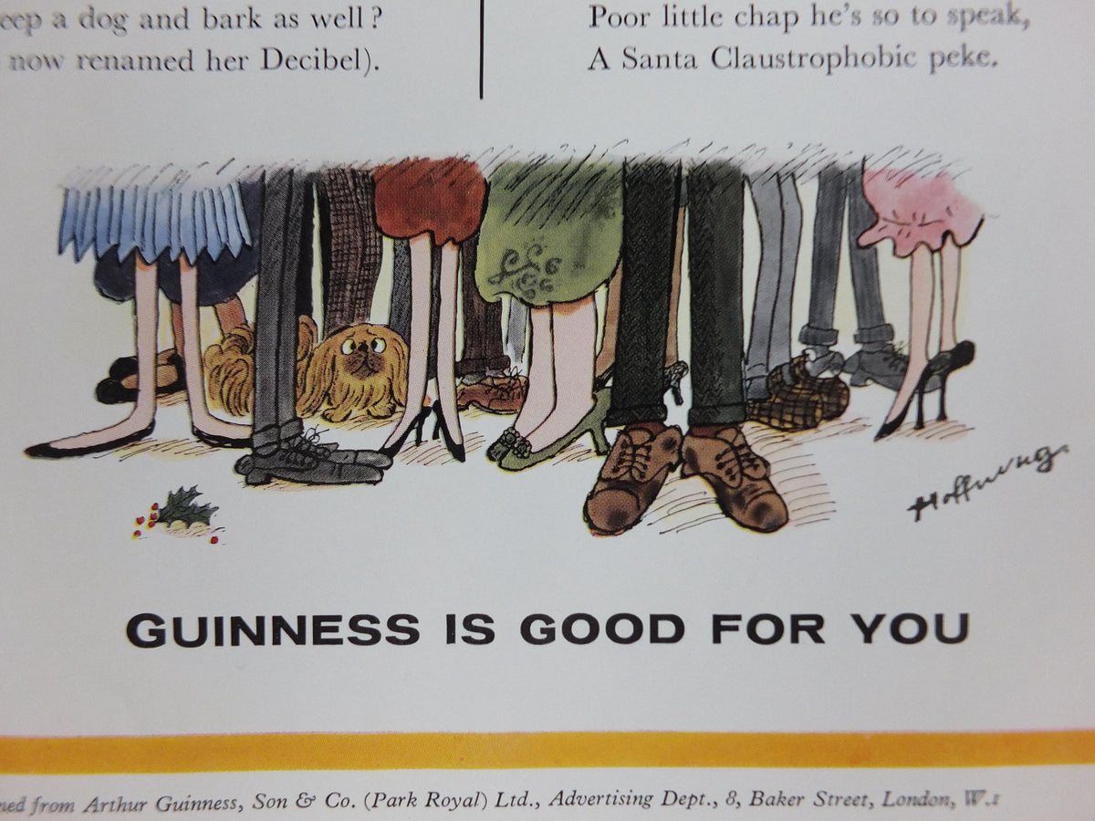 1961 Guinness Dog Poster, Stray Doggerel, Shih Tsu, Poodle, St Bernard, Basset Hound, Pekinese, ale Irish stout beer advertising, wall art