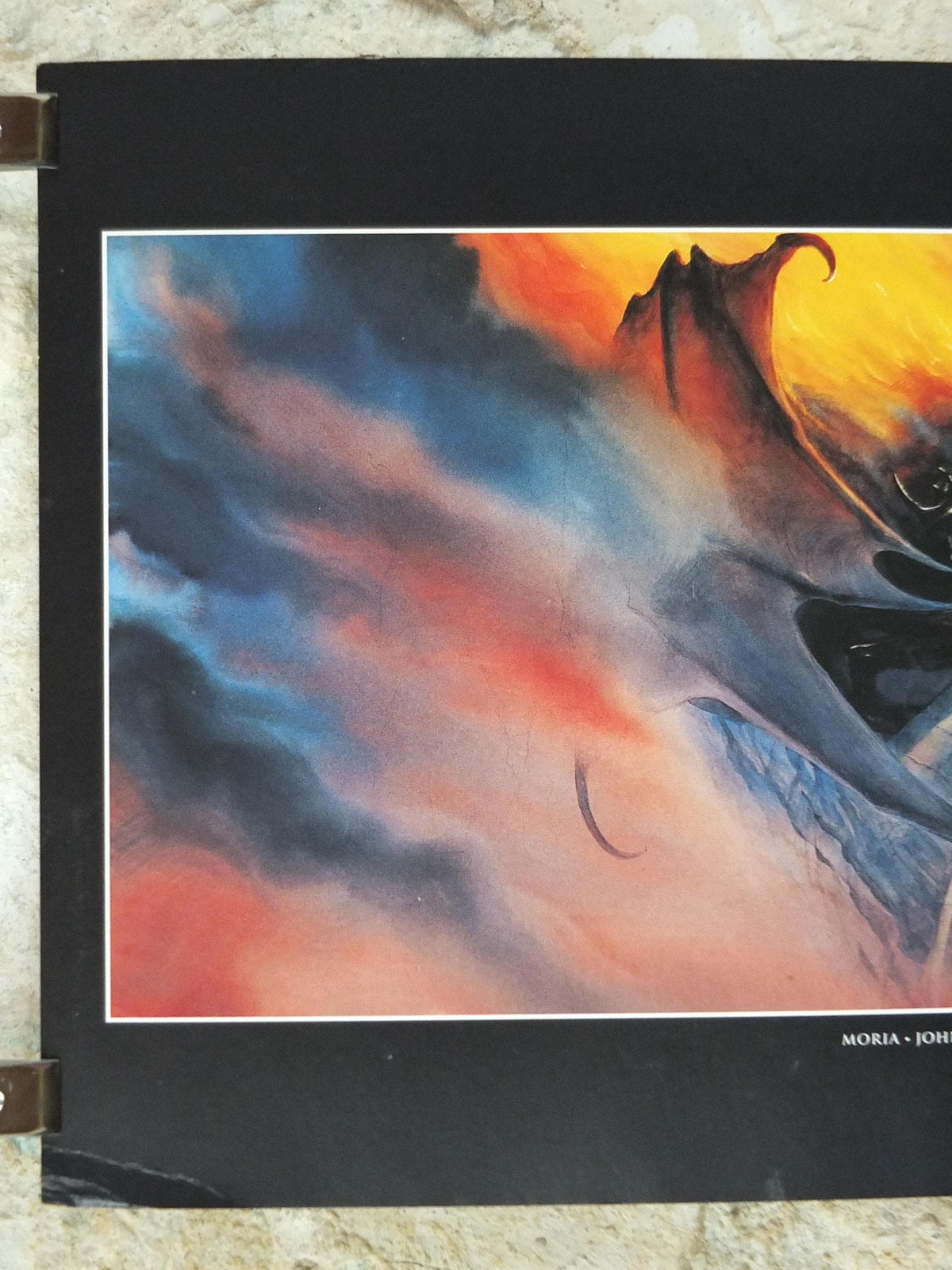 Vintage Gandalf and The Balrog by John Howe Poster, Tolkien, Lord of the Rings, Fellowship of the Ring, illustration print, wall art decor