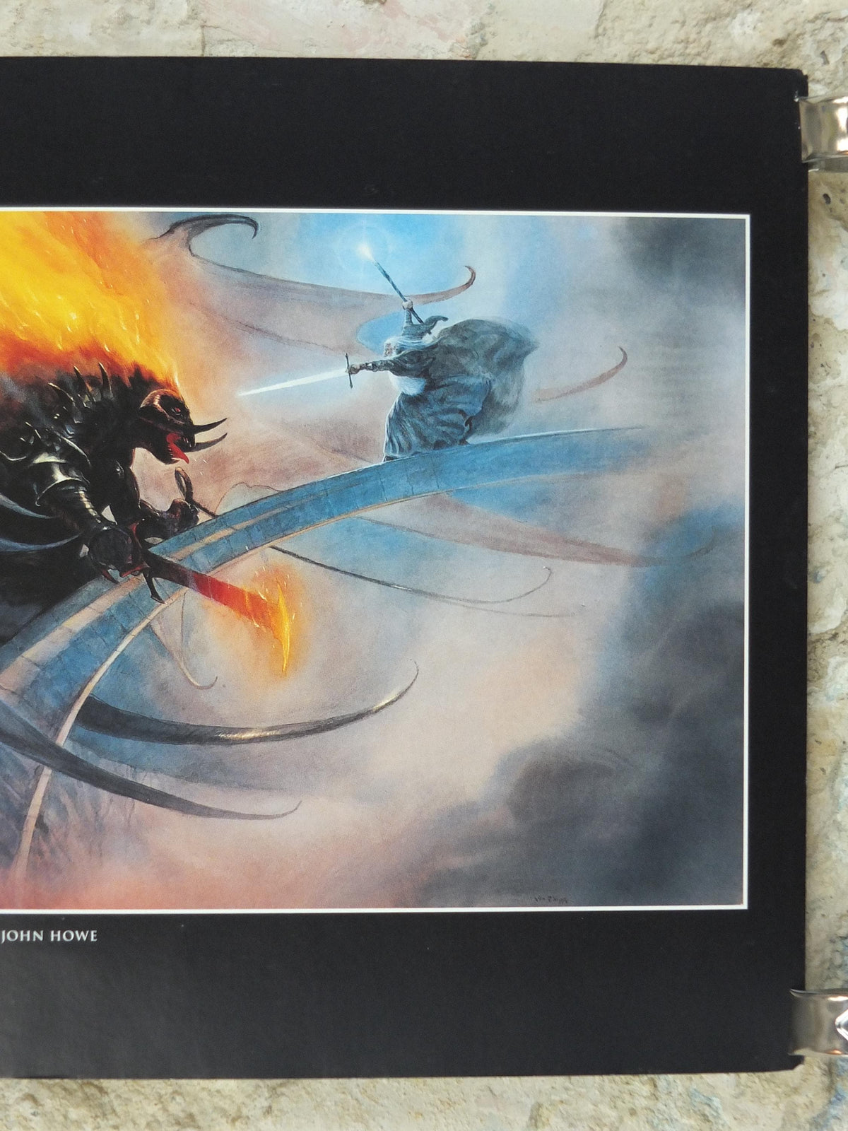 Vintage Gandalf and The Balrog by John Howe Poster, Tolkien, Lord of the Rings, Fellowship of the Ring, illustration print, wall art decor