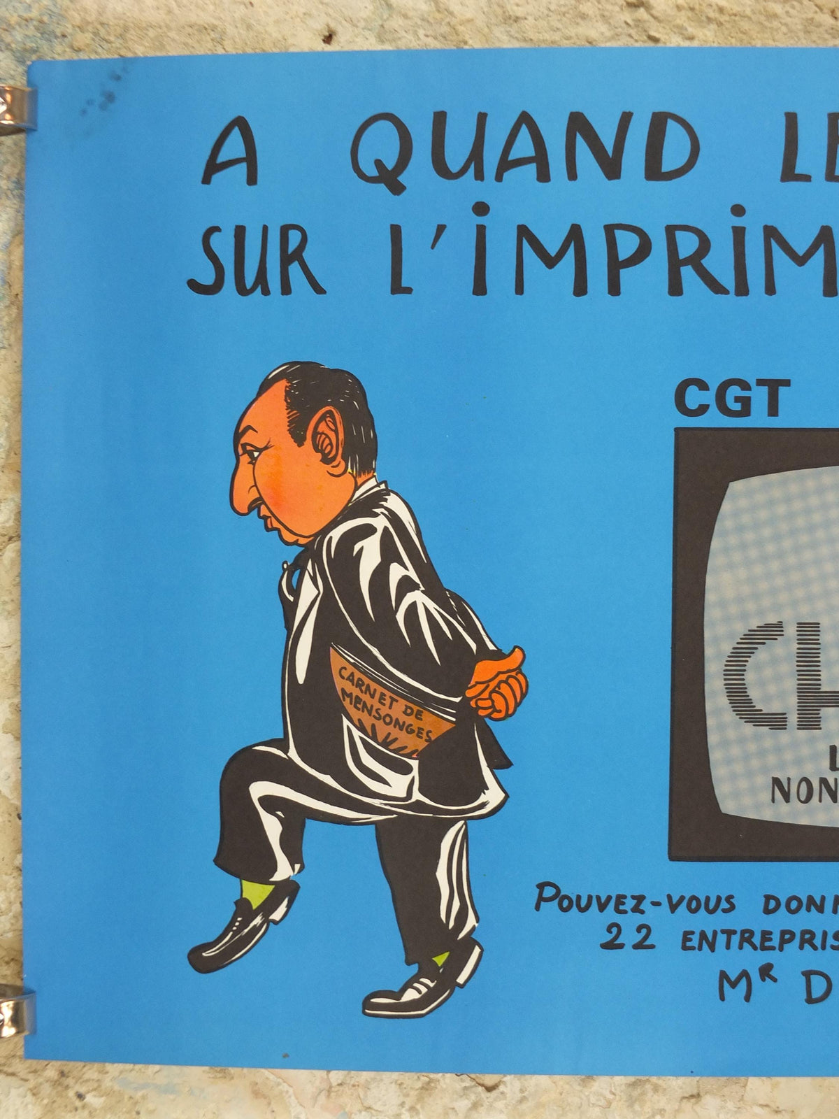 1976 French Labour Unions Poster, Imprimerie Chaix, CGT and FSM, workers rights better pay and conditions, wall art decor