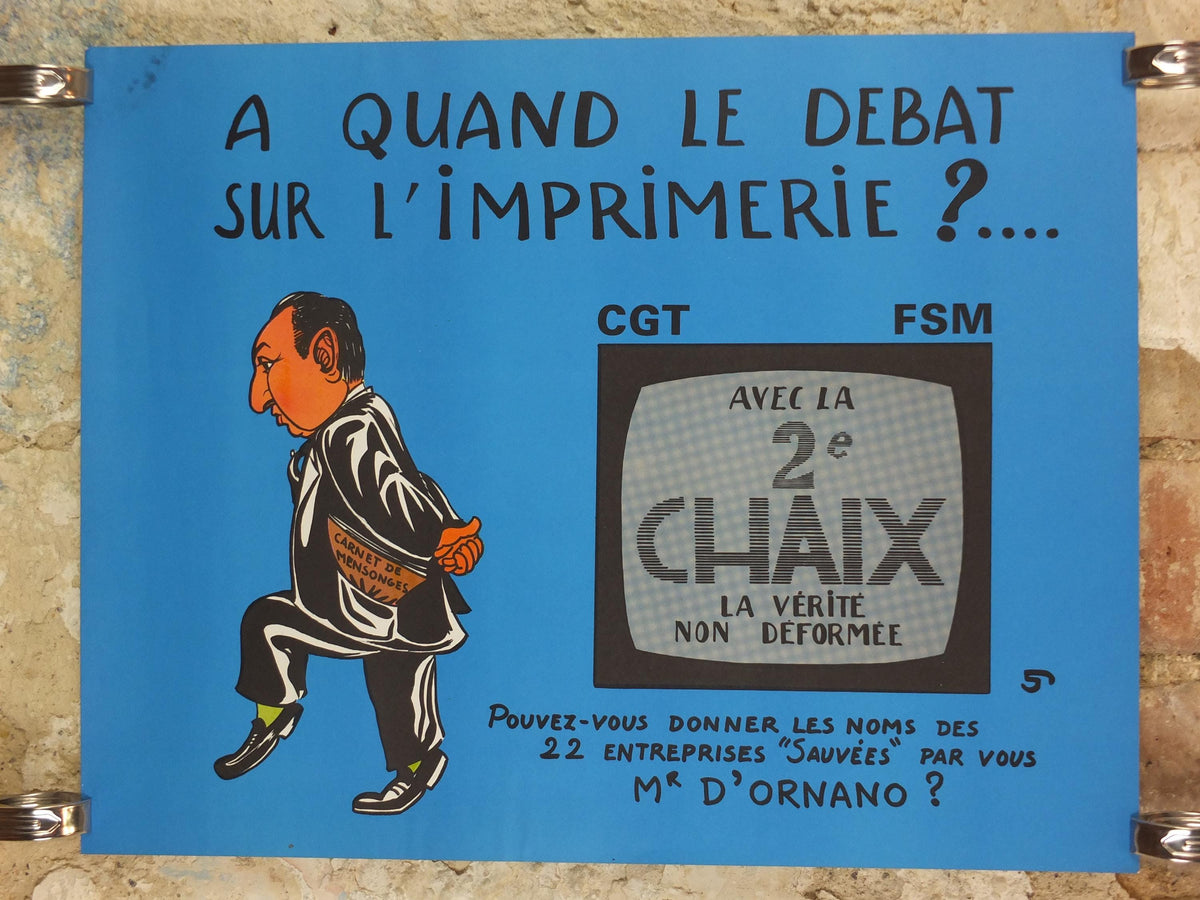 1976 French Labour Unions Poster, Imprimerie Chaix, CGT and FSM, workers rights better pay and conditions, wall art decor