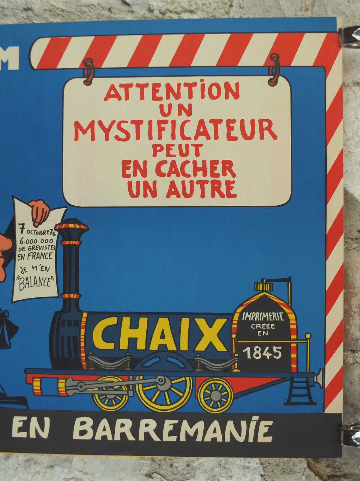1976 French Labour Unions Poster, Imprimerie Chaix, CGT and FSM, workers rights better pay and conditions, wall art decor