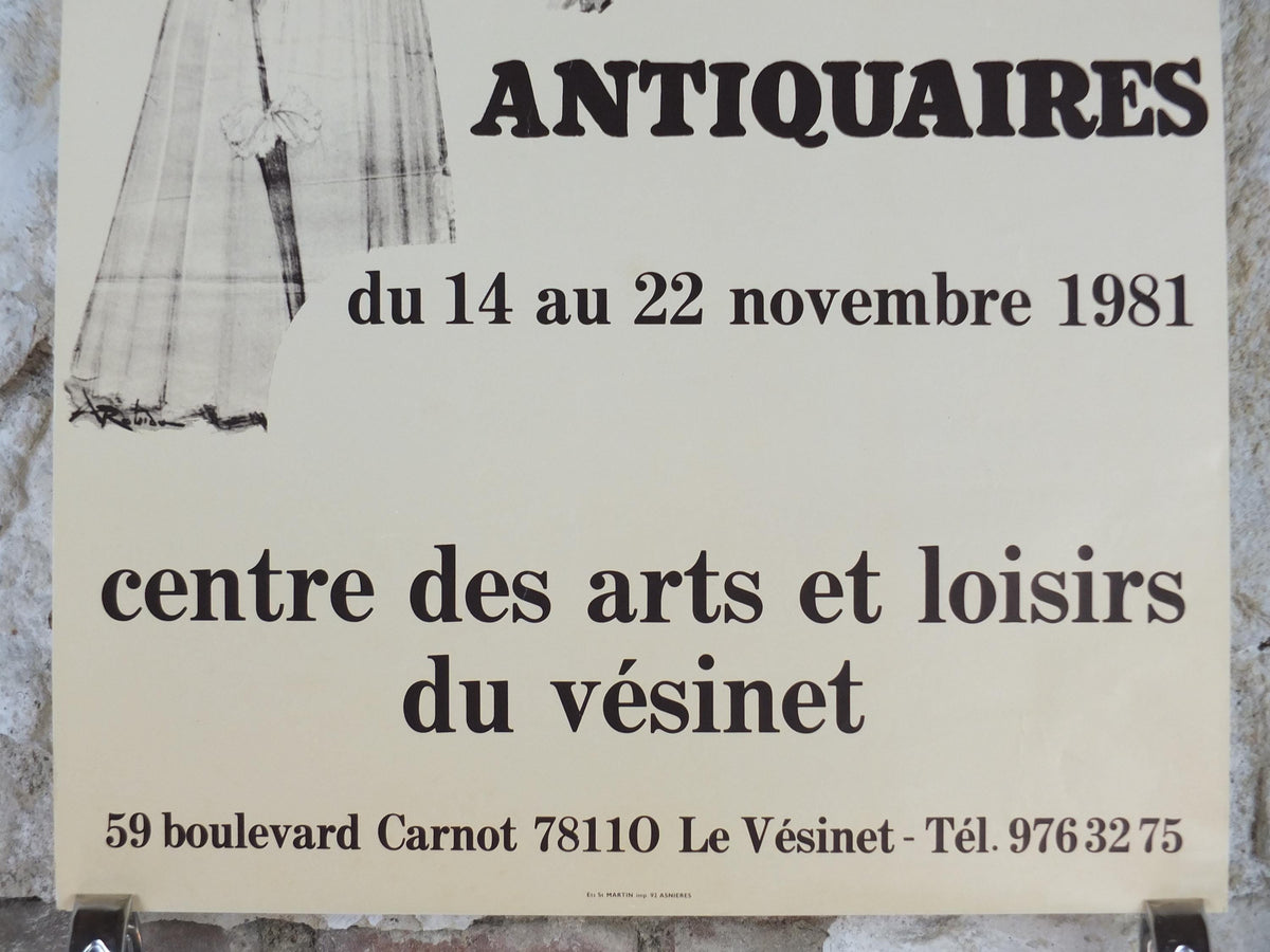 1981 Le Vesinet Paris Poster, French Antique Market, Belle Époque Brocante and Braderie, wall art decor