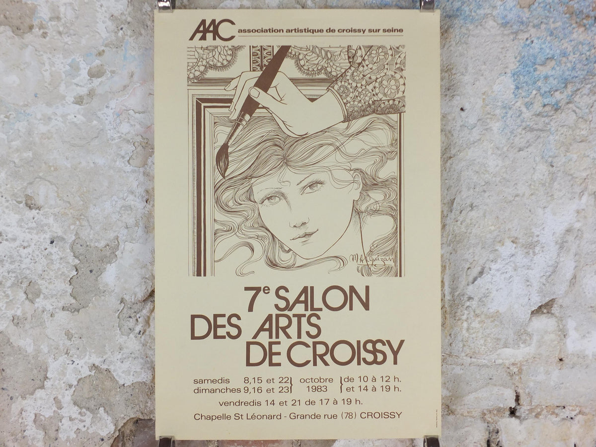 1980s Croissy Paris Poster, French Antique Market, Belle Époque Brocante and Braderie, wall art decor