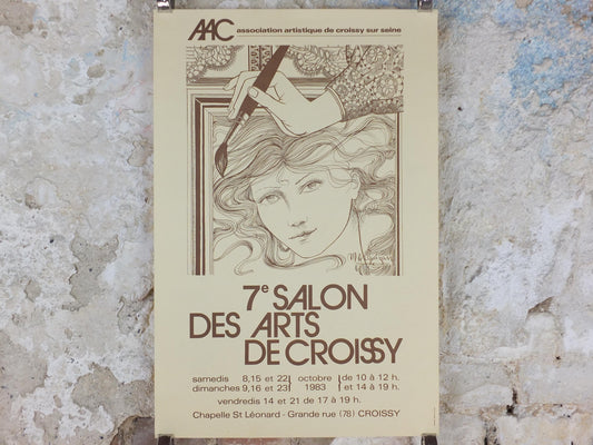 1980s Croissy Paris Poster, French Antique Market, Belle Époque Brocante and Braderie, wall art decor