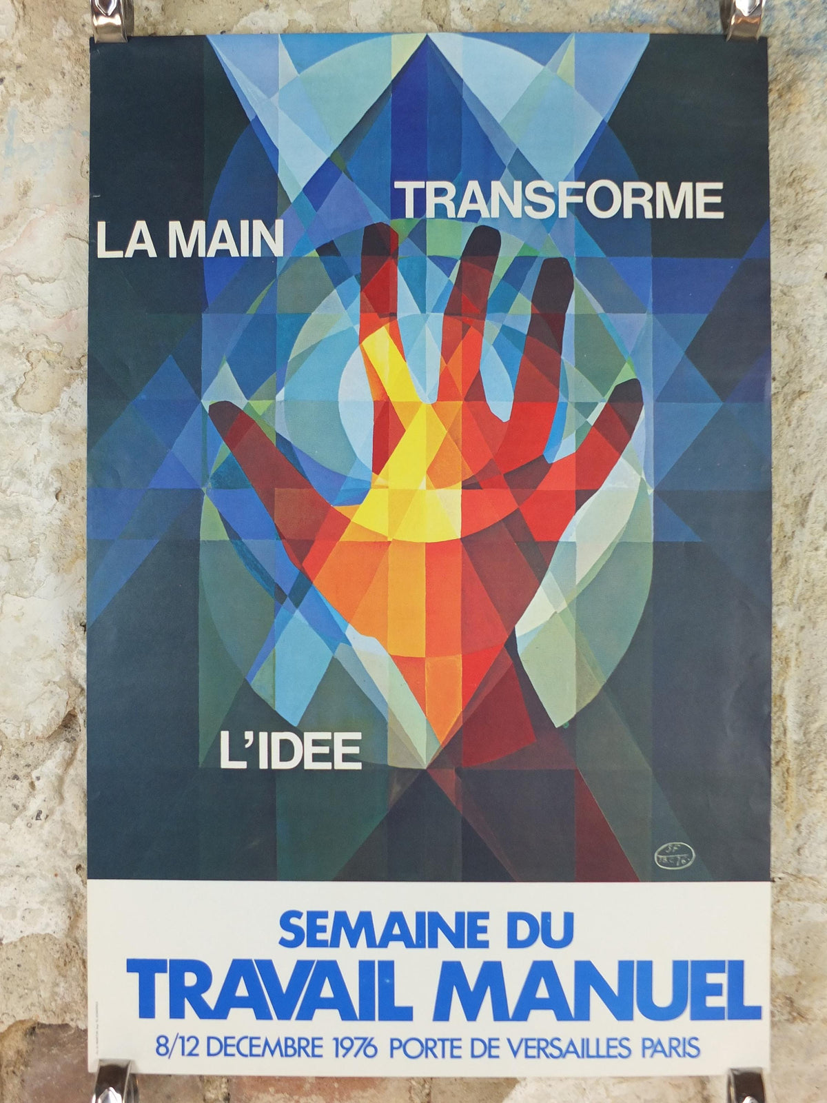 1976 Manual Work Week Poster, The hand changed by ideas, Porte de Versailles Paris, workers rights, manual labour, wall art decor