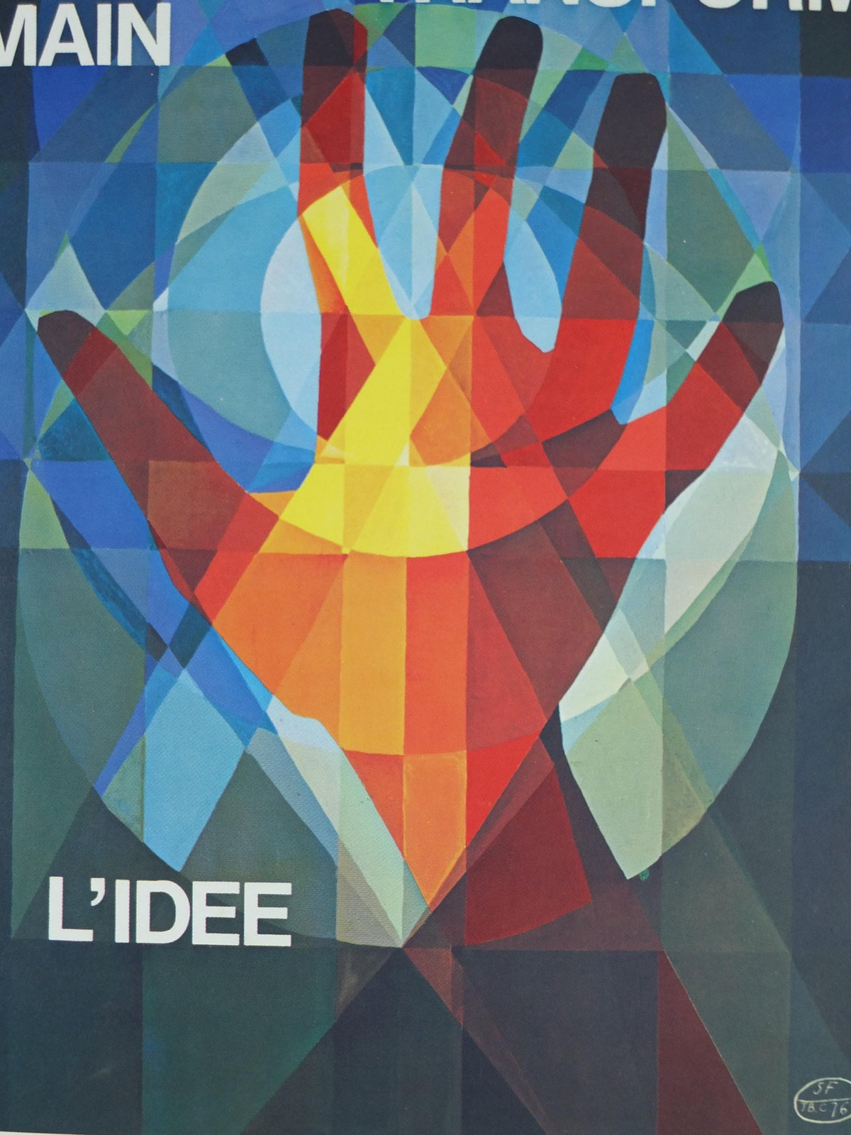 1976 Manual Work Week Poster, The hand changed by ideas, Porte de Versailles Paris, workers rights, manual labour, wall art decor