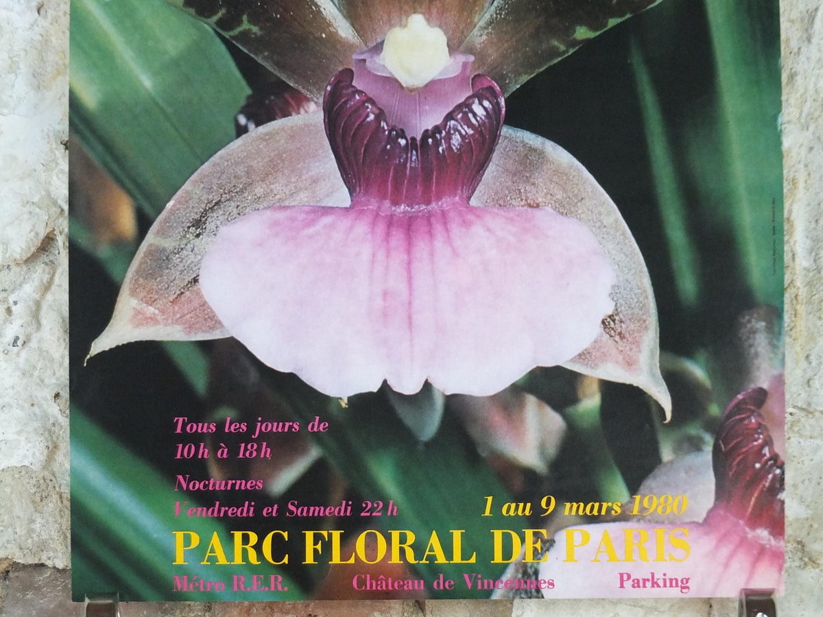 1980 Orchids Poster, Mairie de Paris Flower Show, Parc Floral de Paris, Garden botanical flora plants blooms, wall art decor