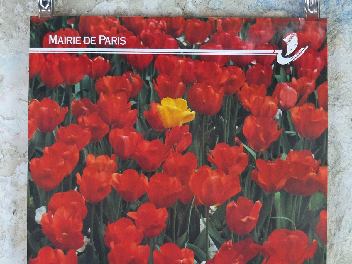 1980s Tulips Poster, Mairie de Paris spring Flower Show, Le Printemps dans vos Jardins Paris, Garden botanical flora blooms, wall art decor