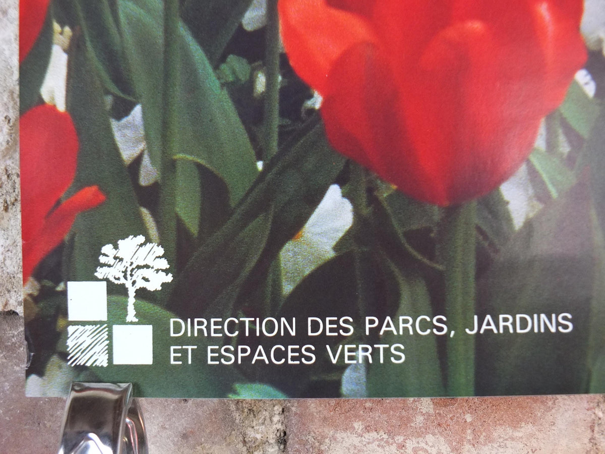 1980s Tulips Poster, Mairie de Paris spring Flower Show, Le Printemps dans vos Jardins Paris, Garden botanical flora blooms, wall art decor