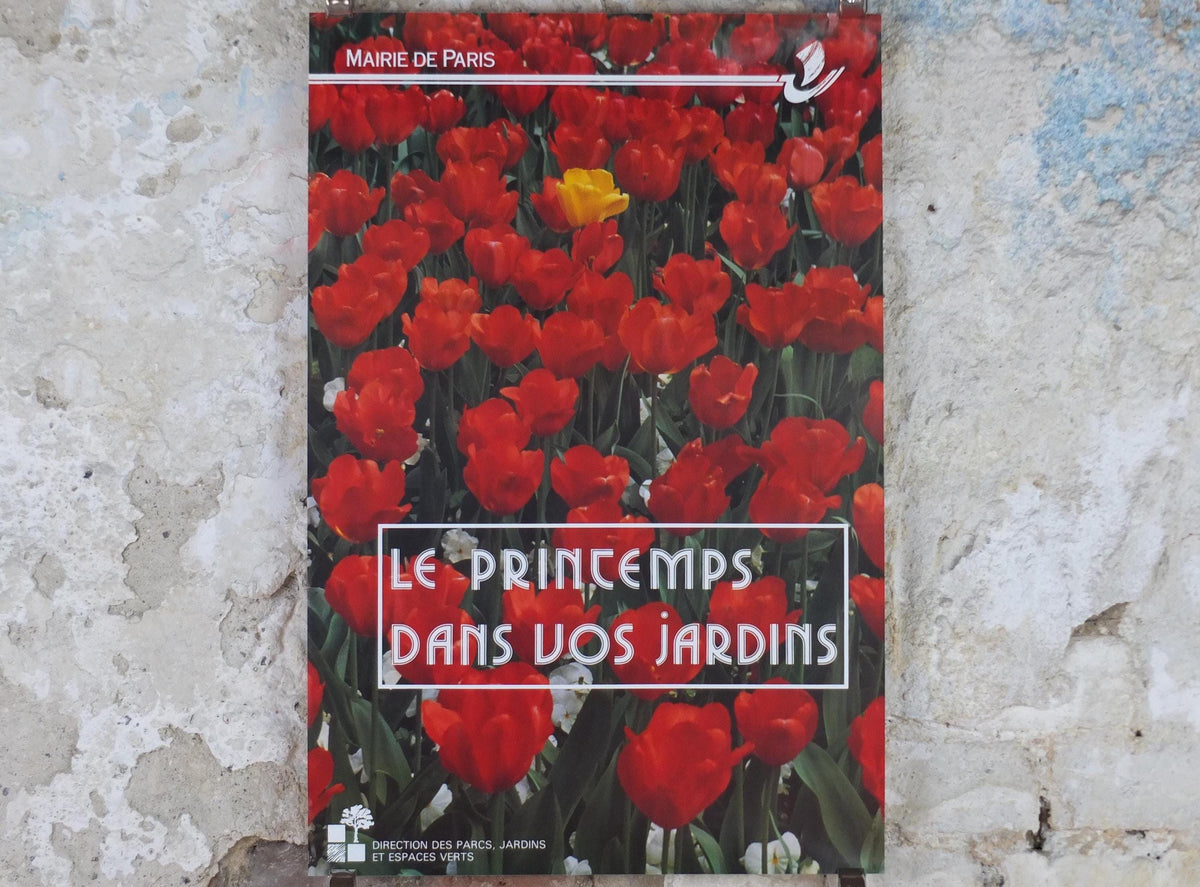 1980s Tulips Poster, Mairie de Paris spring Flower Show, Le Printemps dans vos Jardins Paris, Garden botanical flora blooms, wall art decor