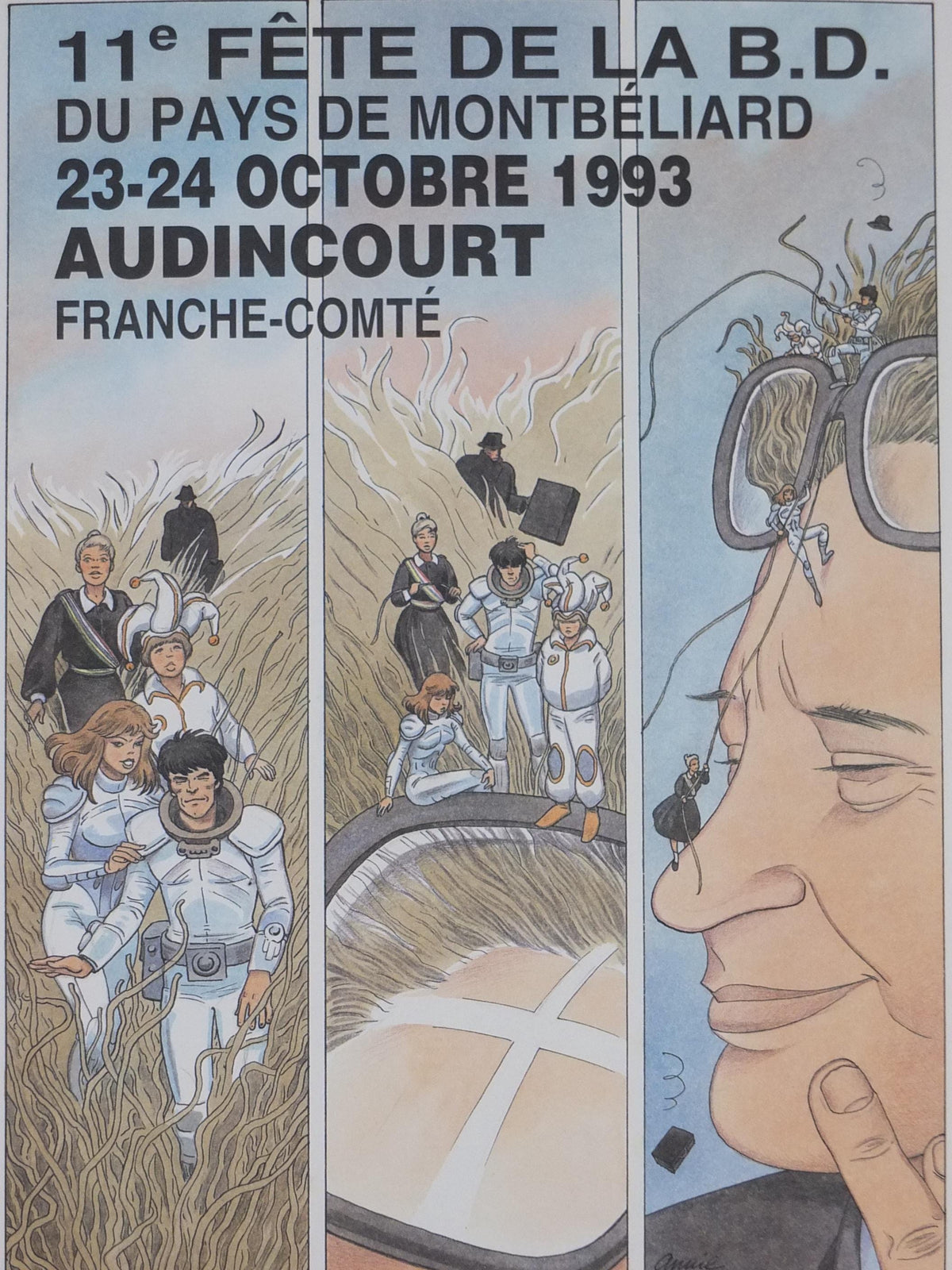 1993 Signed Annie Goetzinger Poster, French Comic Festival, 11e Fête de la B.D. du Pays de Montbéliard, Audincourt, France wall art decor