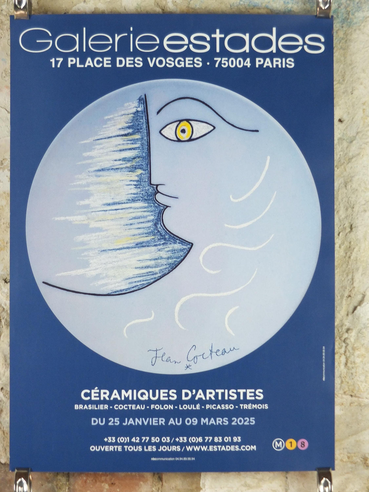 2025 Jean Cocteau Poster, L'Aube  - The Dawn, Ceramics Place de Vosges Paris, surrealist avant-garde Dada, gallery exhibition wall art decor