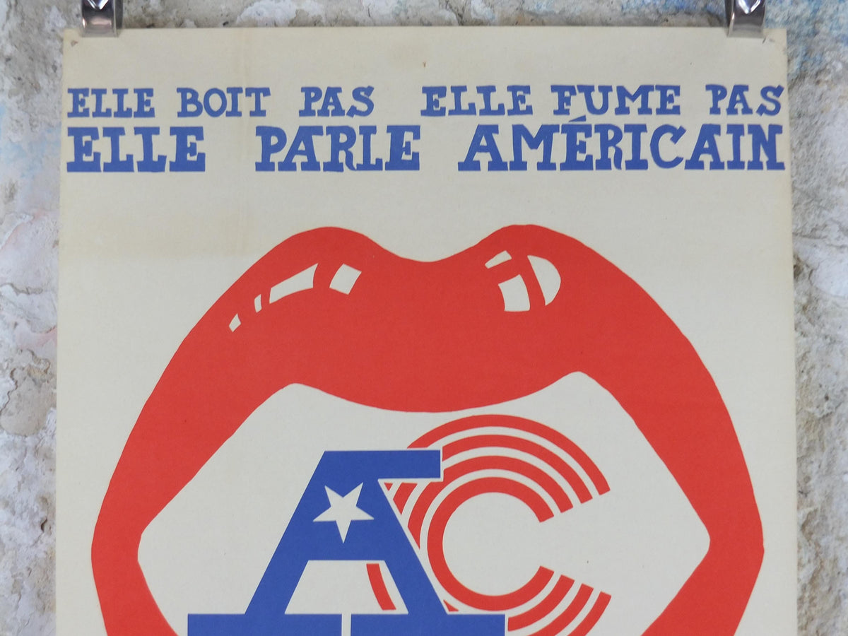 1950s USA Lips Poster, The American Center, Speak American, Cultural center in Paris, Language School, wall art decor