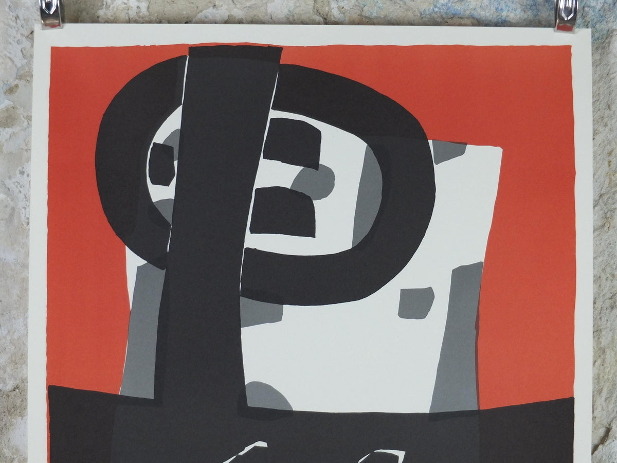 1990s Raoul Ubac Poster, Composition in red and black 1950, abstract surrealism, Mourlot Paris, wall art decor