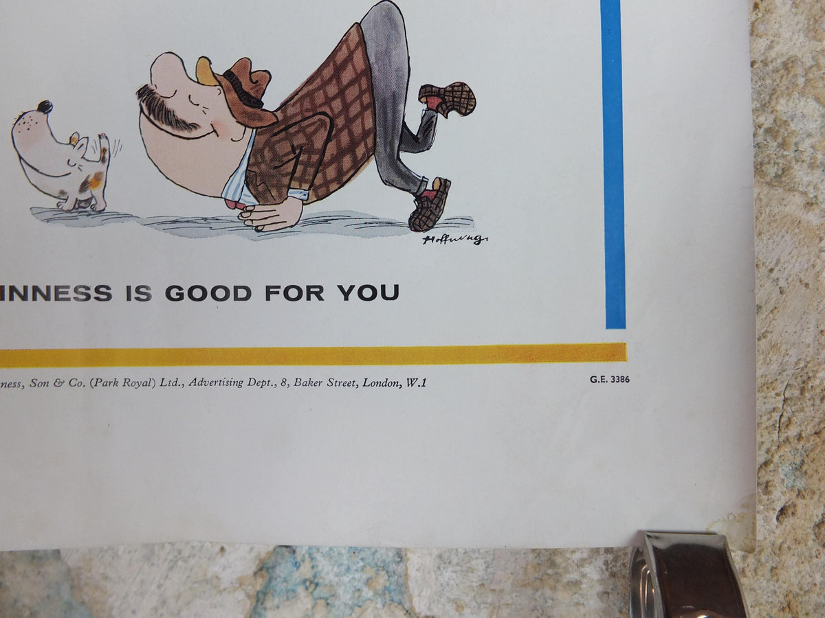 1961 Guinness Dog Poster, Paradogs, Guinness Pet Page, Mans Best Friend by Gerard Hoffnung, ale Irish stout beer advertising, wall art decor