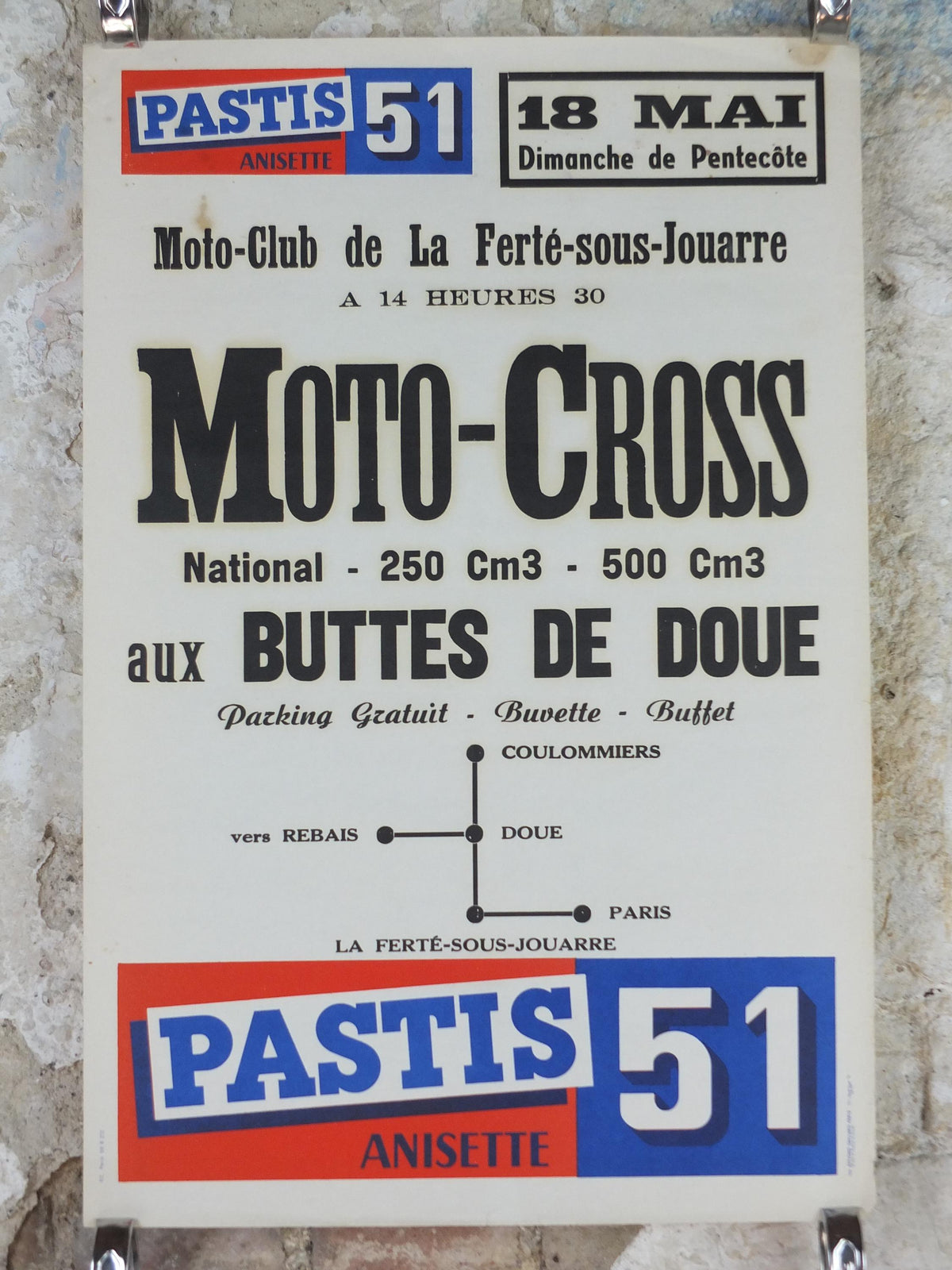 1971 Pastis 51 Motocross Poster, Pastis 51 Anisette, Aniseed drinking alcohol, motorbikes and motor cross advertising print wall art decor