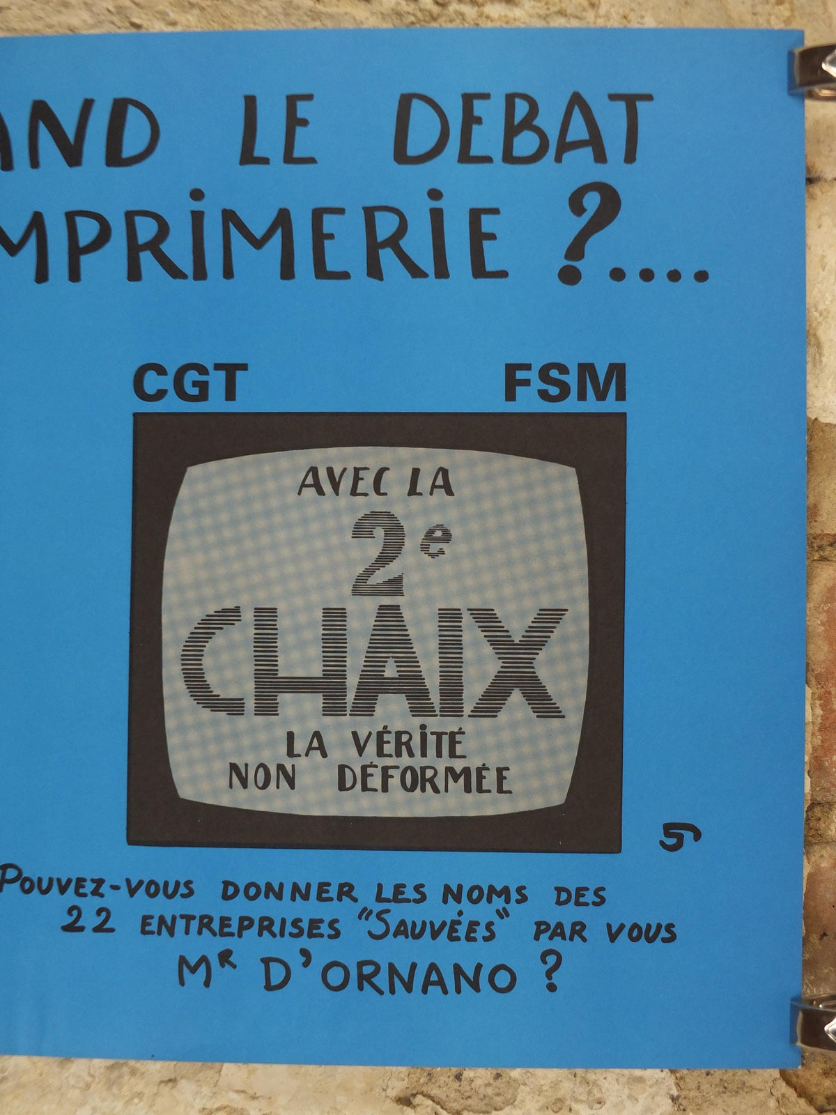 1976 French Labour Unions Poster, Imprimerie Chaix, CGT and FSM, workers rights better pay and conditions, wall art decor